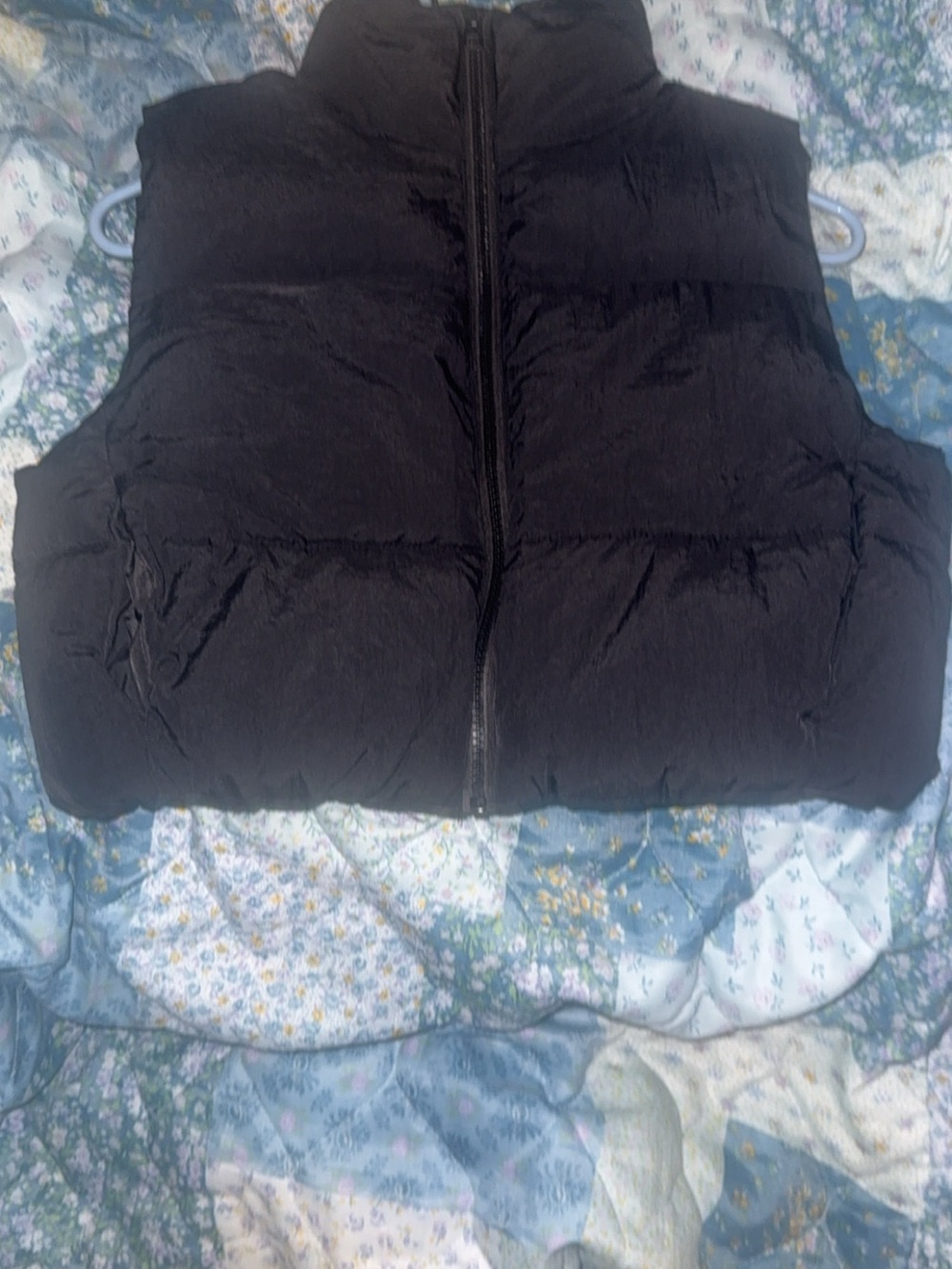 Divided Black Quilted Puffer Vest